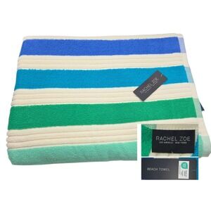 Rachel Zoe Palace Blue Striped Oversized Beach Towel 40x70 Multi Spring Summer